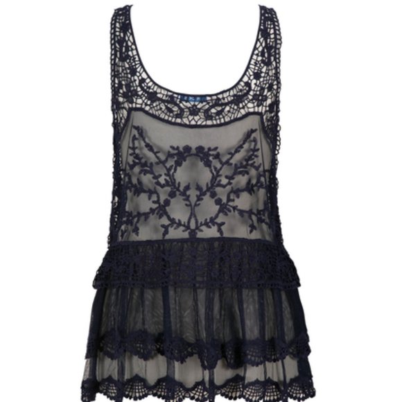 ⭐️ Host Pick⭐️ Ricki's | Black Sheer Embroidered Mesh Top - Picture 2 of 6